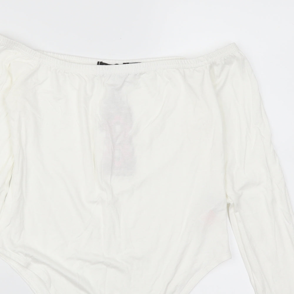Boohoo Womens White   Bodysuit One-Piece Size 8