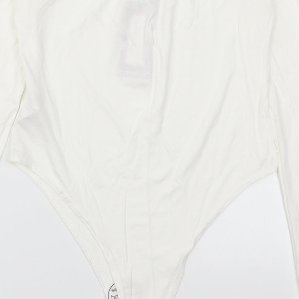 Boohoo Womens White   Bodysuit One-Piece Size 8