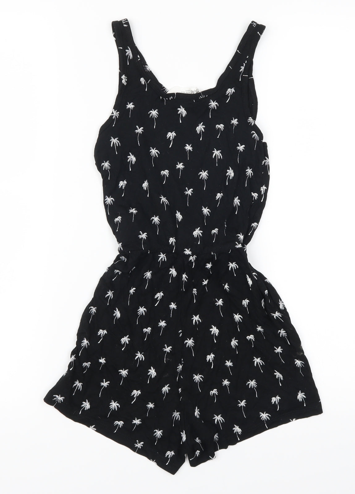 H&M Girls Black   Playsuit One-Piece Size 8-9 Years  - Palm Trees