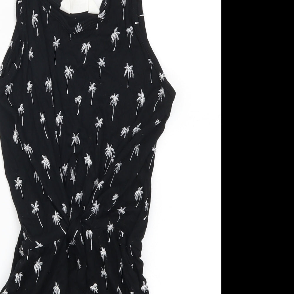 H&M Girls Black   Playsuit One-Piece Size 8-9 Years  - Palm Trees