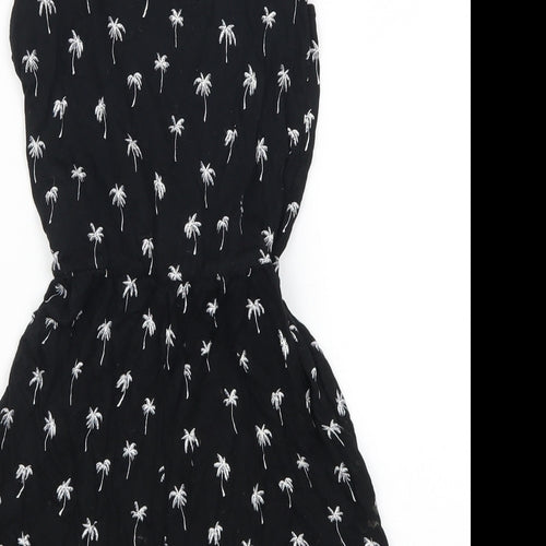H&M Girls Black   Playsuit One-Piece Size 8-9 Years  - Palm Trees