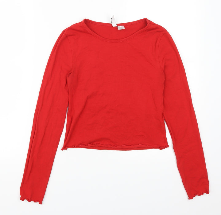 H&M Womens Red   Cropped T-Shirt Size S