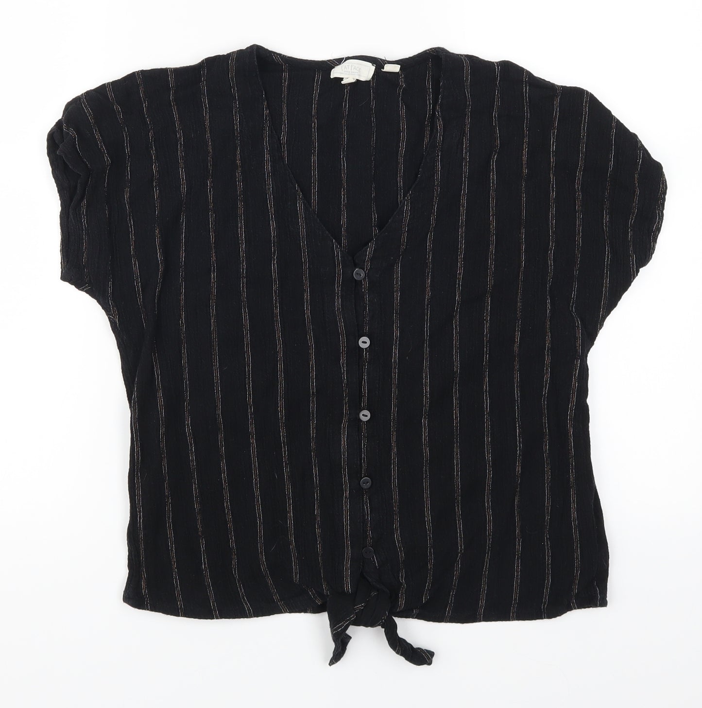 Fat Face Womens Black Striped  Basic Button-Up Size 12