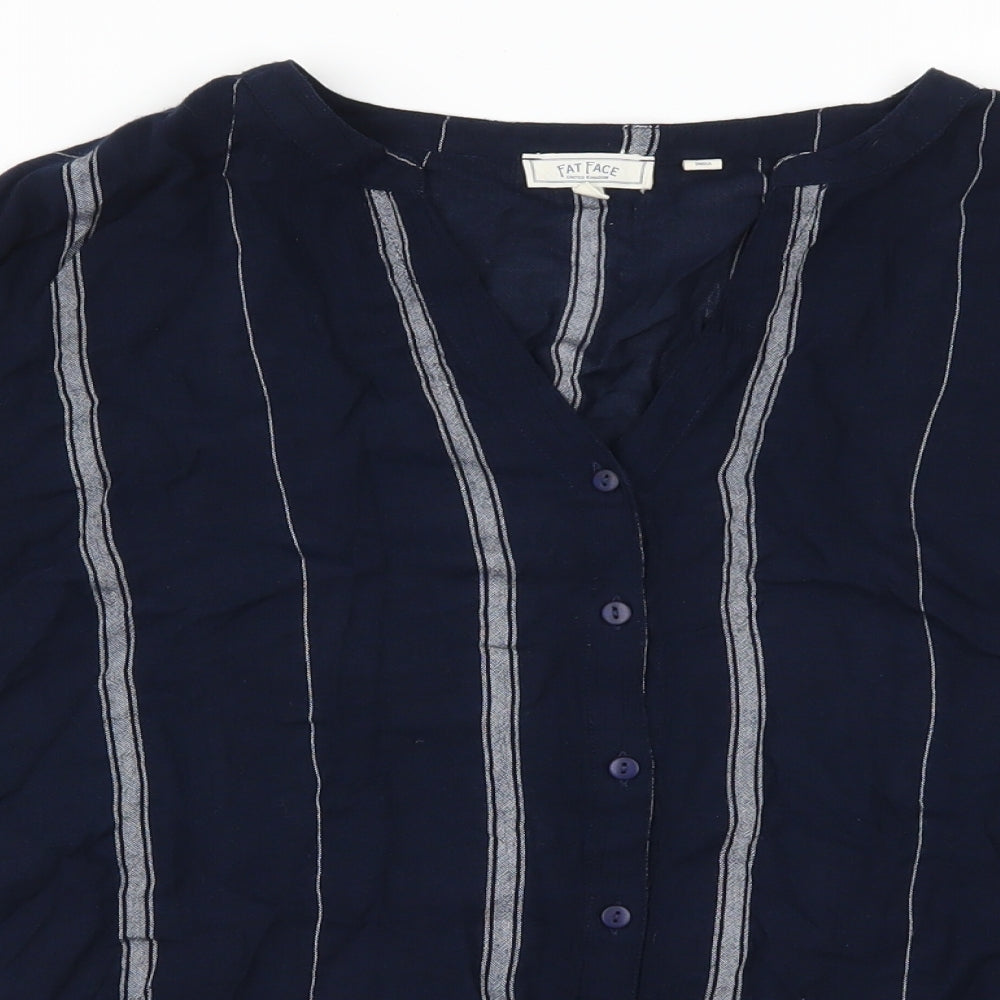 Fat Face Womens Blue Striped  Basic Button-Up Size 12
