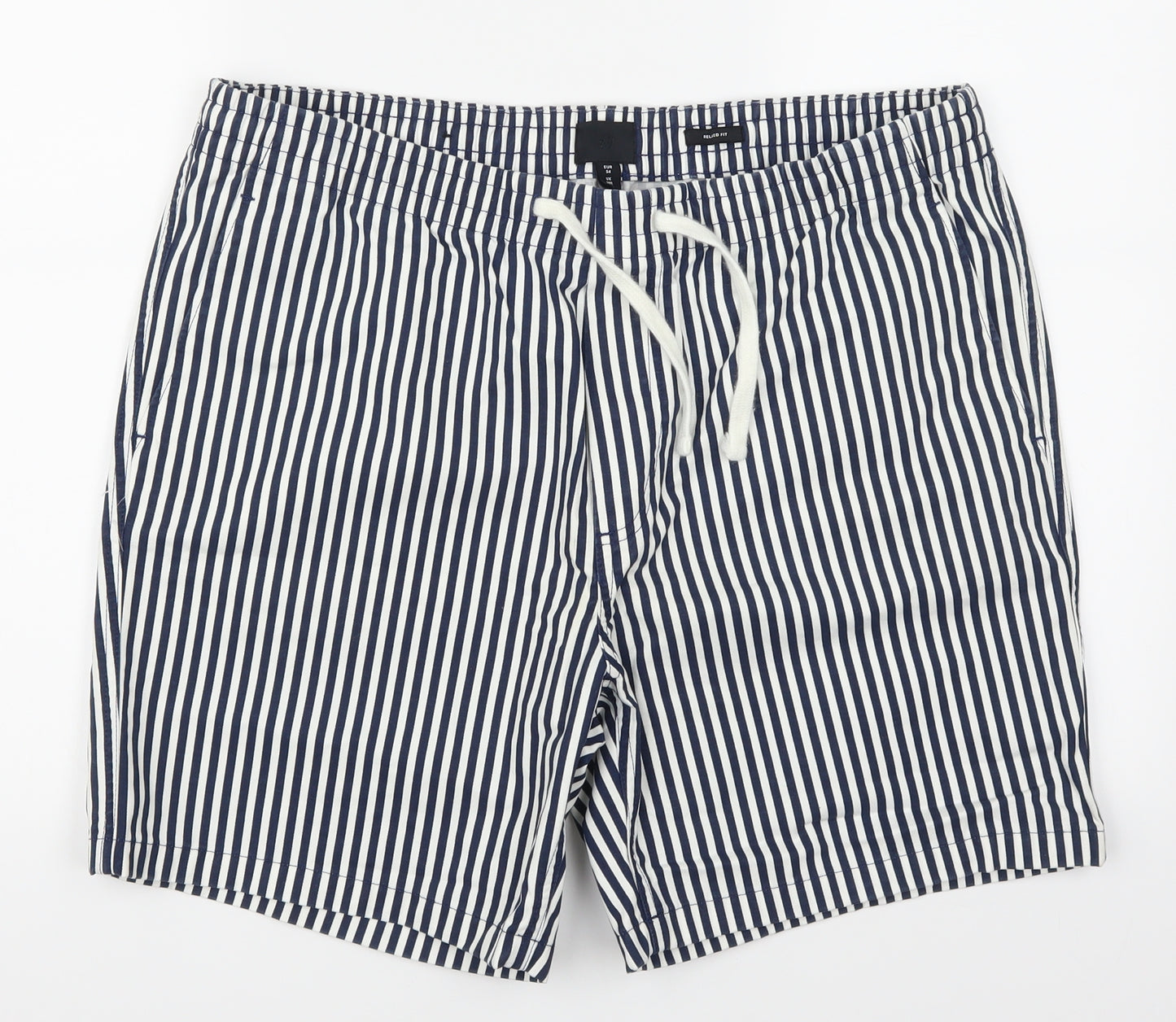 H&M Mens Blue Striped  Chino Shorts Size 38 in
