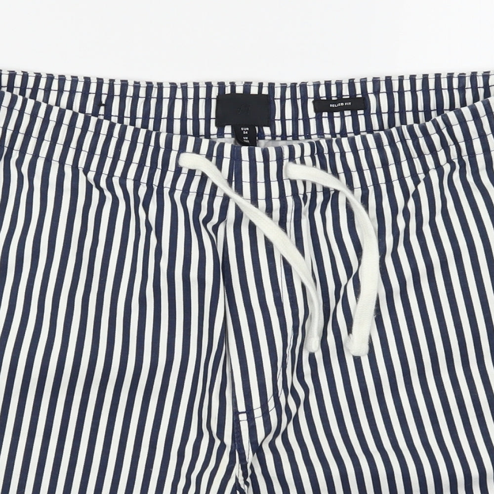 H&M Mens Blue Striped  Chino Shorts Size 38 in