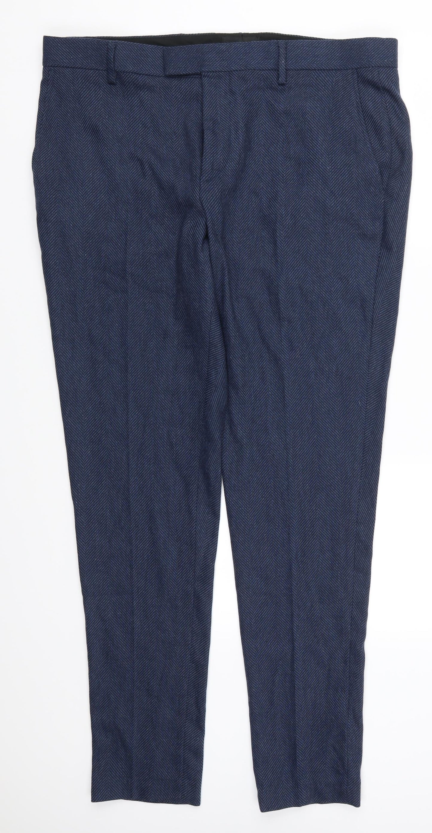 ASOS Mens Blue Herringbone  Trousers  Size 38 L32 in