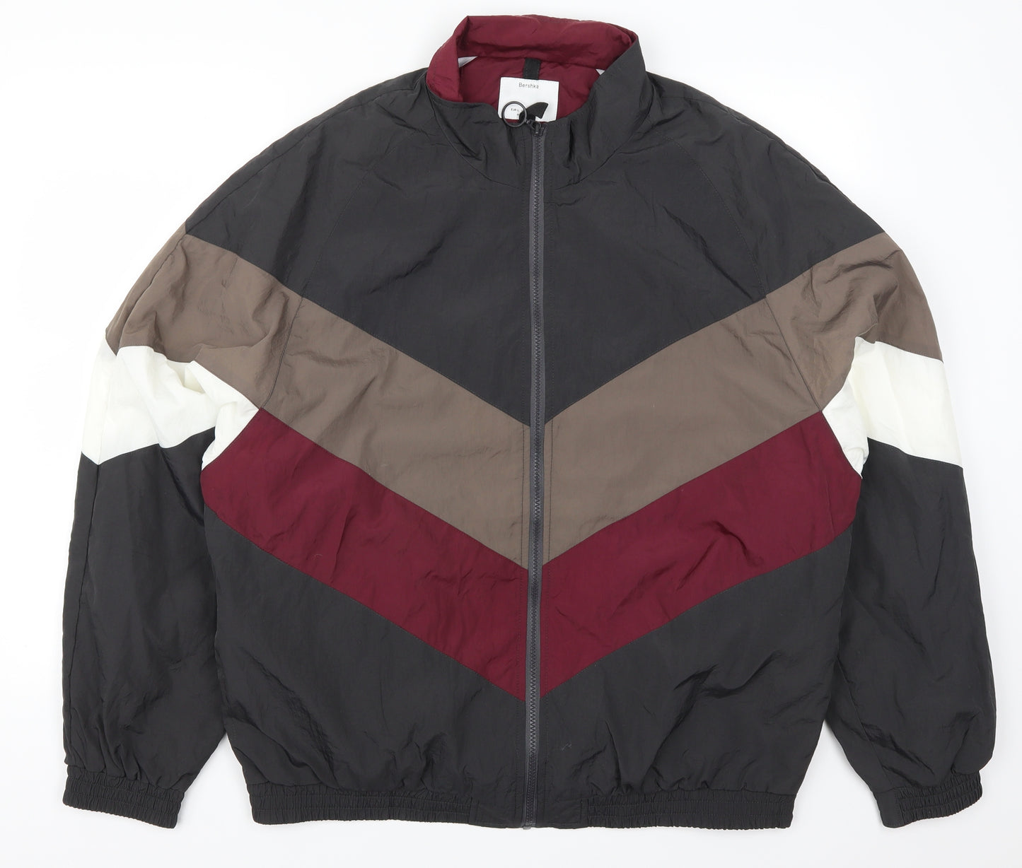 Bershka Mens Multicoloured Striped  Bomber Jacket Jacket Size L