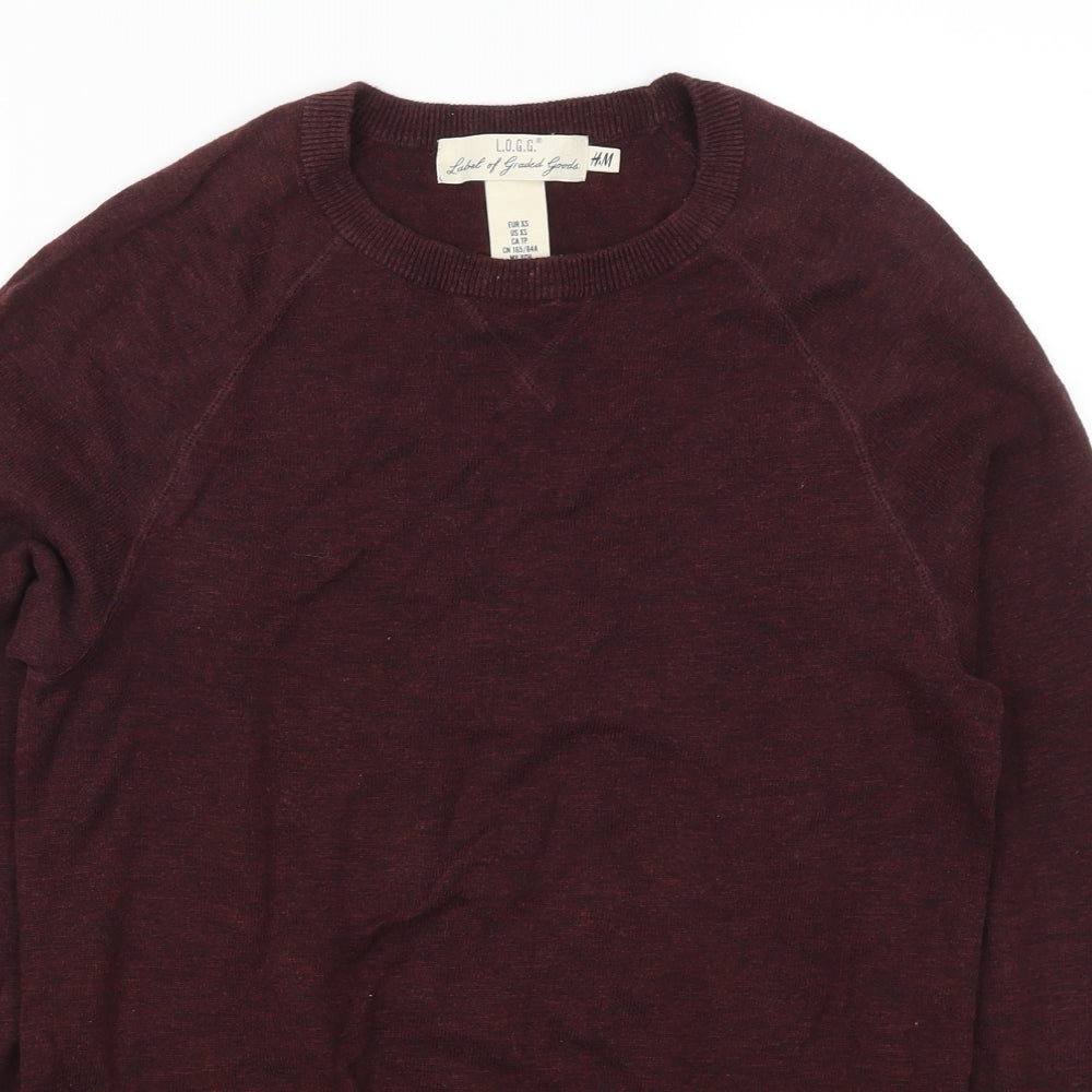 H&M Mens Red   Pullover Jumper Size XS  - Burgundy