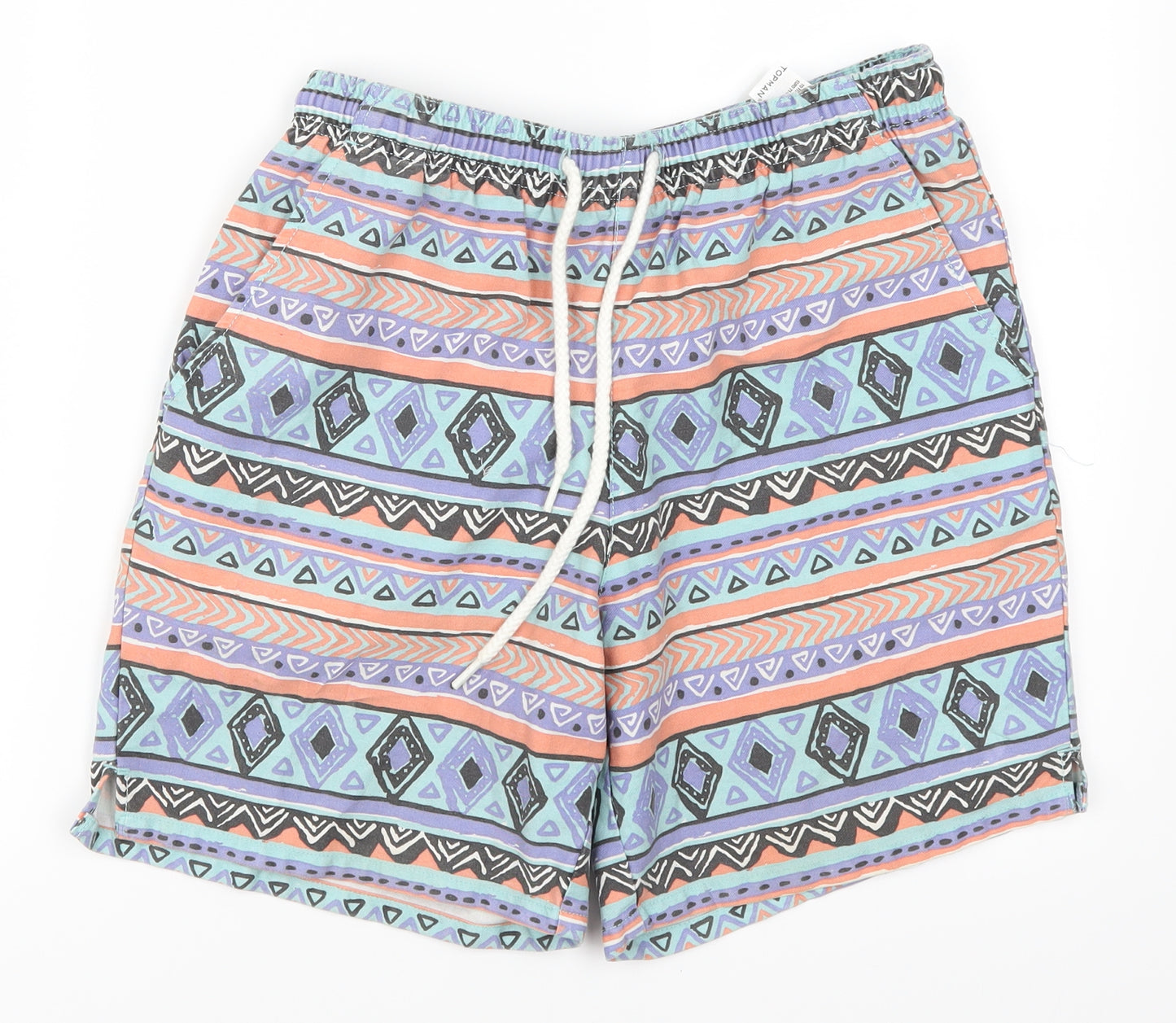 Topman Mens Multicoloured Geometric  Chino Shorts Size XS