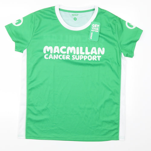 Macmillan Cancer Support Womens Green   Basic T-Shirt Size 14