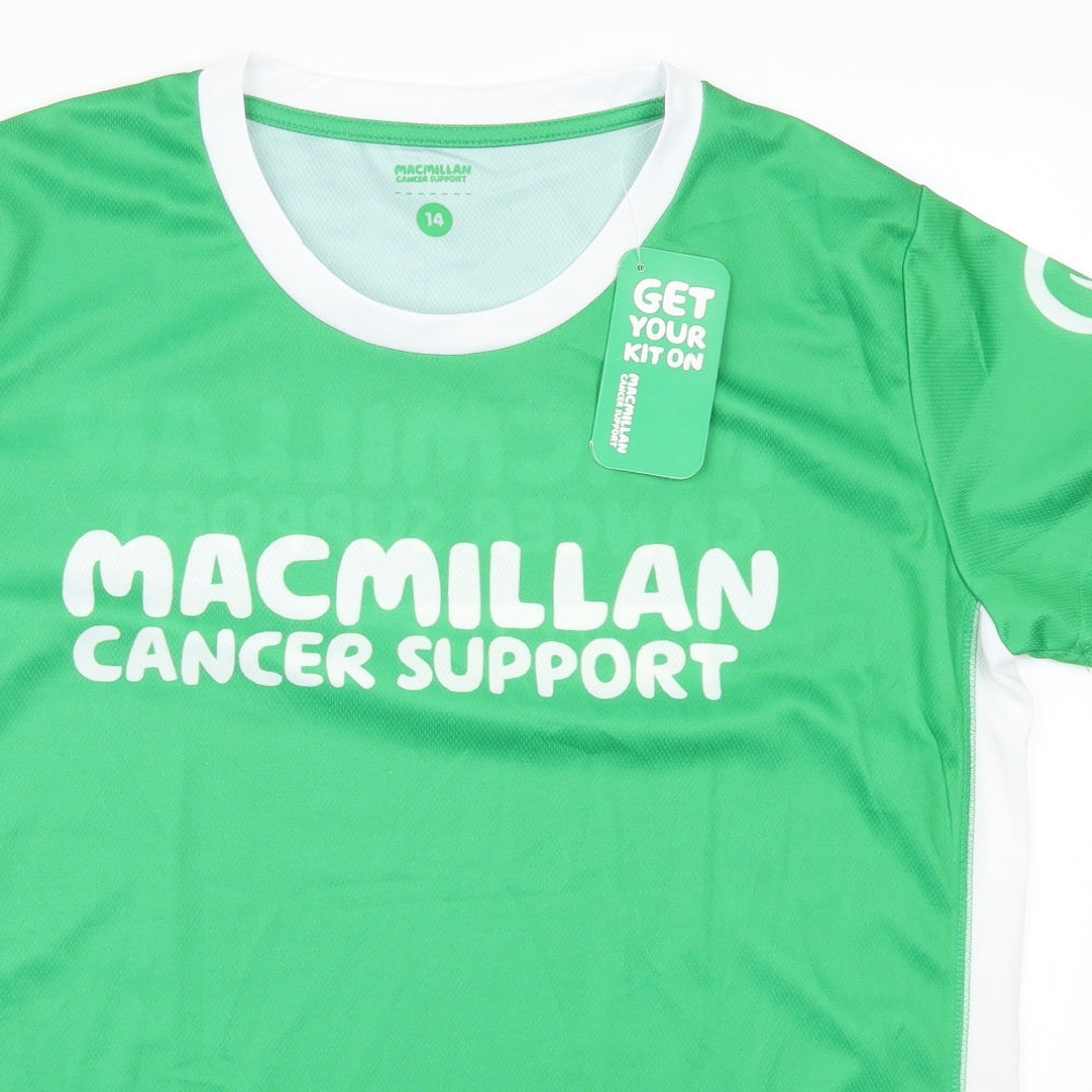 Macmillan Cancer Support Womens Green   Basic T-Shirt Size 14