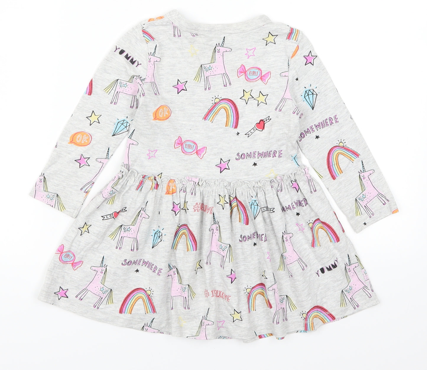 NEXT Girls Grey   Skater Dress  Size 18-24 Months  - Unicorns