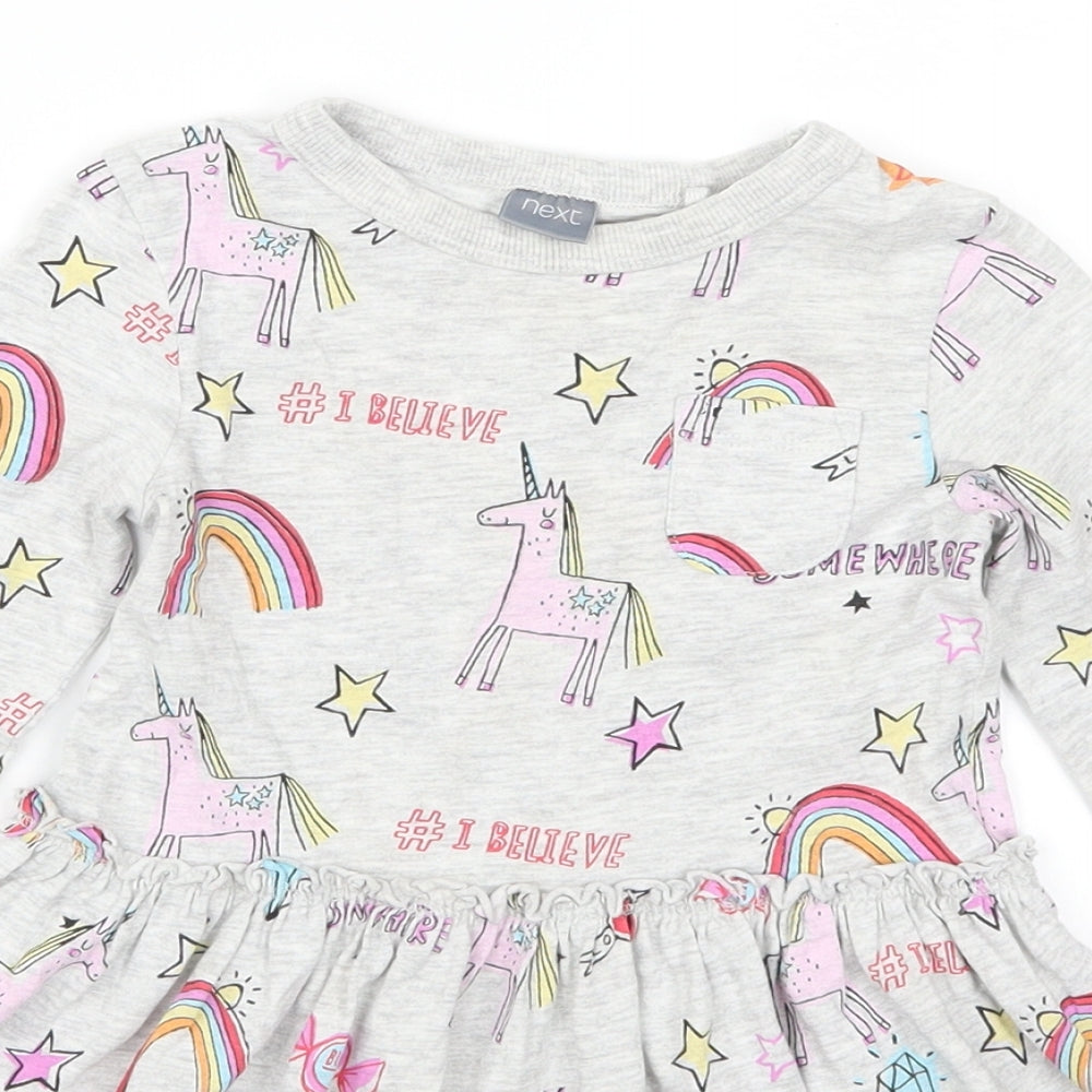 NEXT Girls Grey   Skater Dress  Size 18-24 Months  - Unicorns