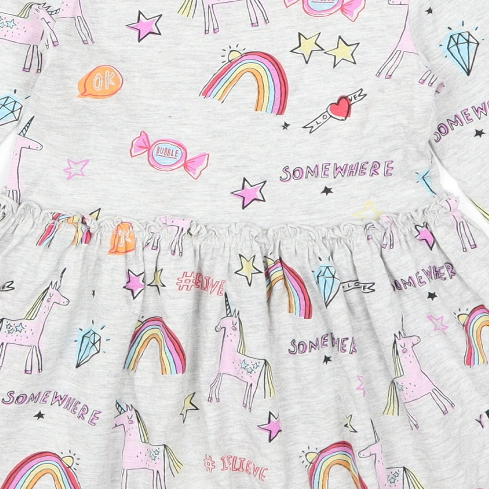 NEXT Girls Grey   Skater Dress  Size 18-24 Months  - Unicorns