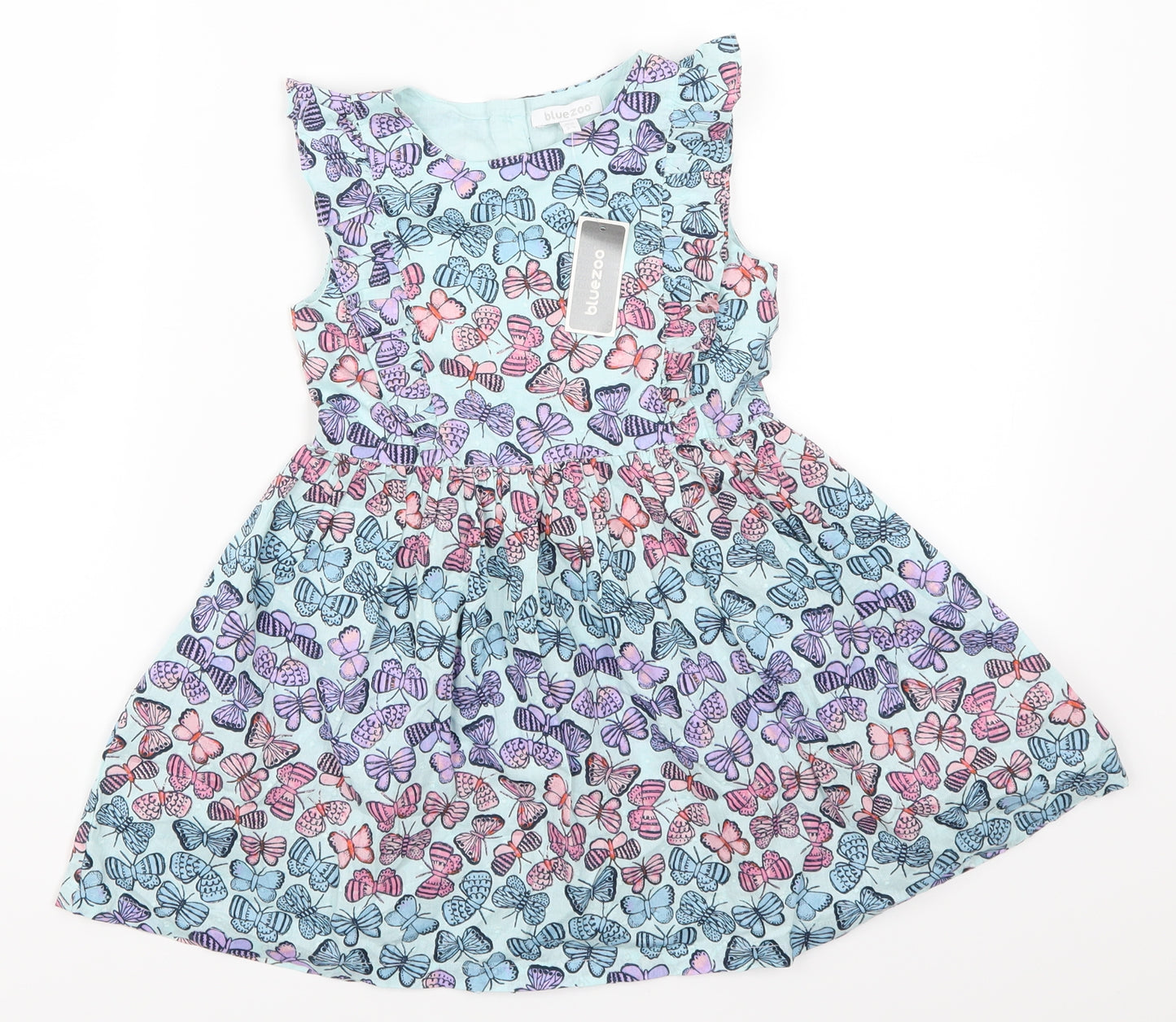 Bluezoo Girls Blue Animal Print  Skater Dress  Size 3-4 Years  - Butterflies