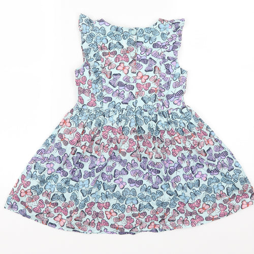 Bluezoo Girls Blue Animal Print  Skater Dress  Size 3-4 Years  - Butterflies
