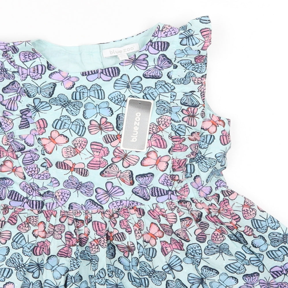 Bluezoo Girls Blue Animal Print  Skater Dress  Size 3-4 Years  - Butterflies