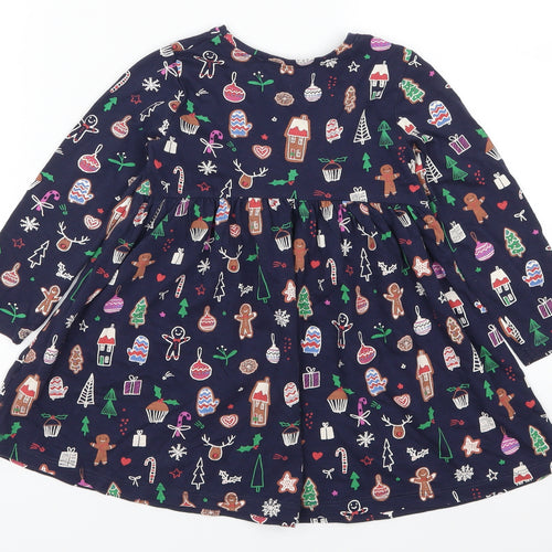 NEXT Girls Blue Geometric  Skater Dress  Size 18-24 Months  - Christmas Prints