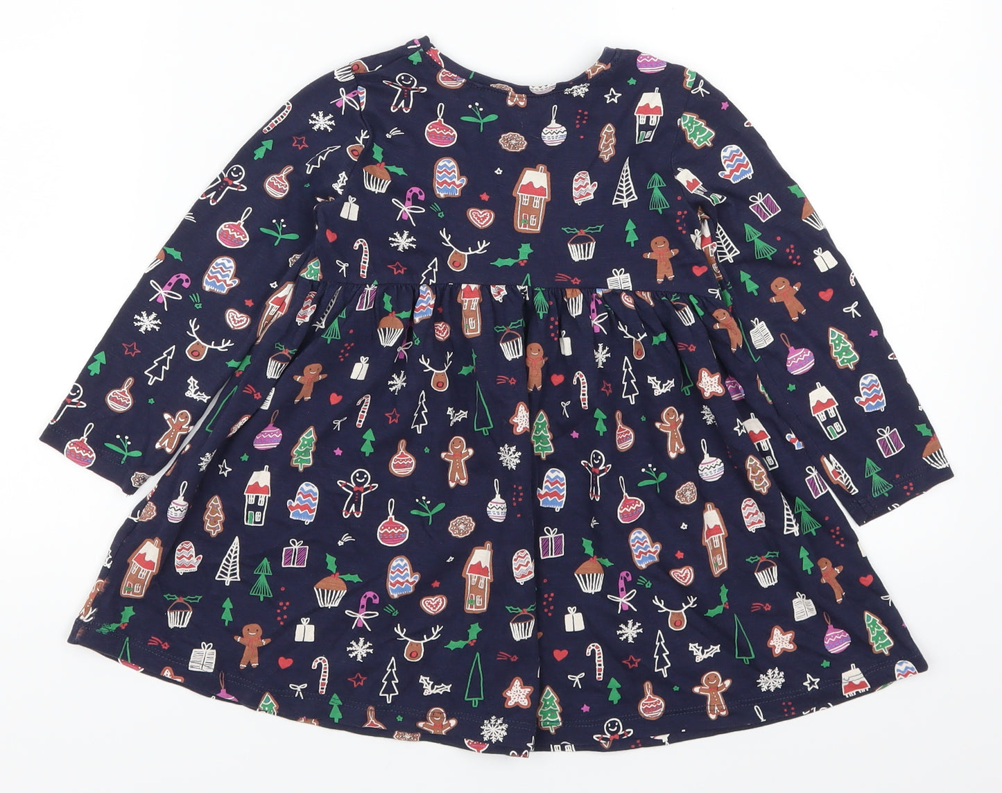 NEXT Girls Blue Geometric  Skater Dress  Size 18-24 Months  - Christmas Prints