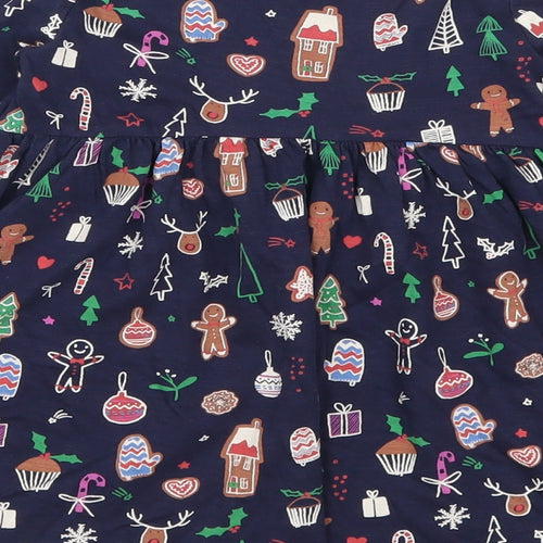 NEXT Girls Blue Geometric  Skater Dress  Size 18-24 Months  - Christmas Prints