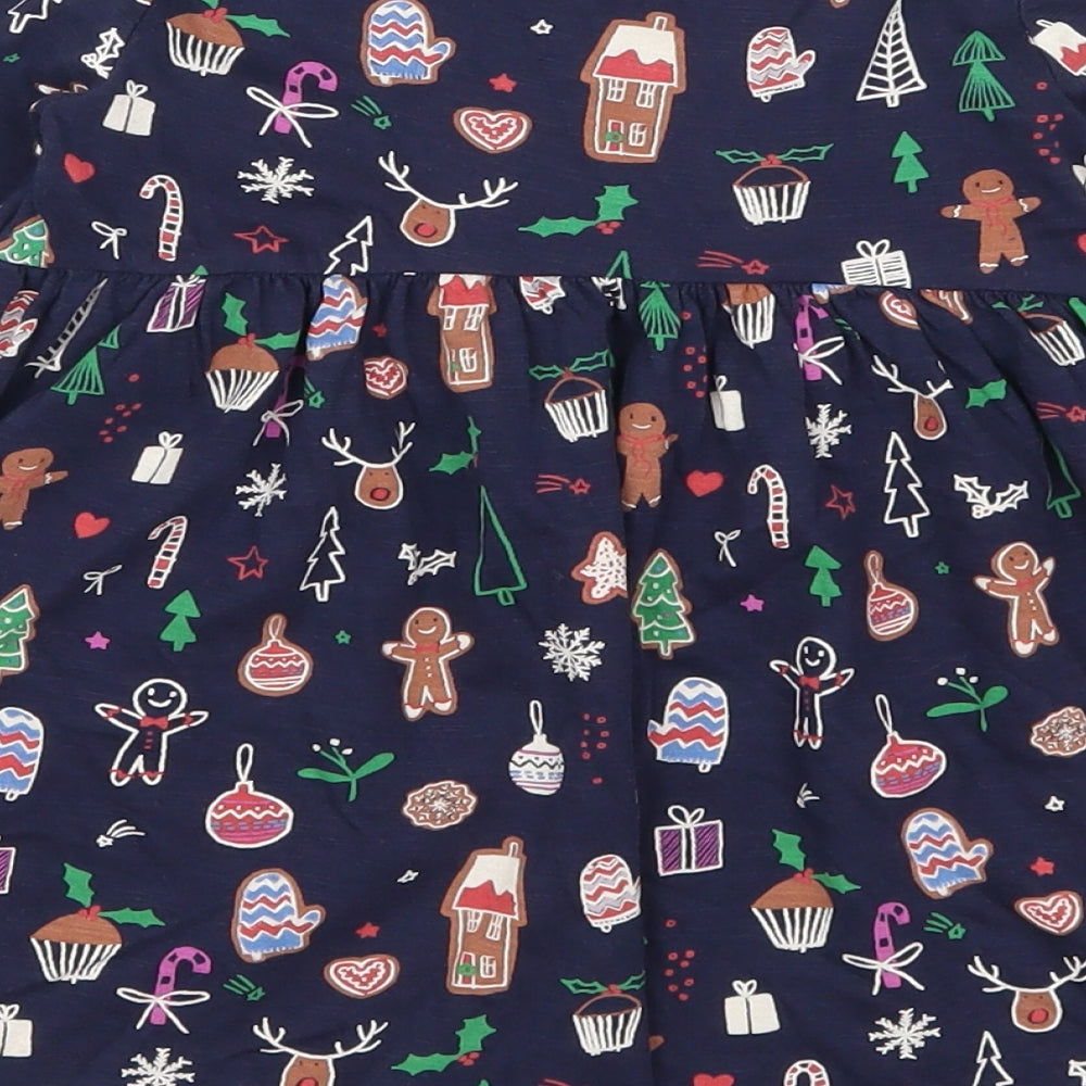 NEXT Girls Blue Geometric  Skater Dress  Size 18-24 Months  - Christmas Prints