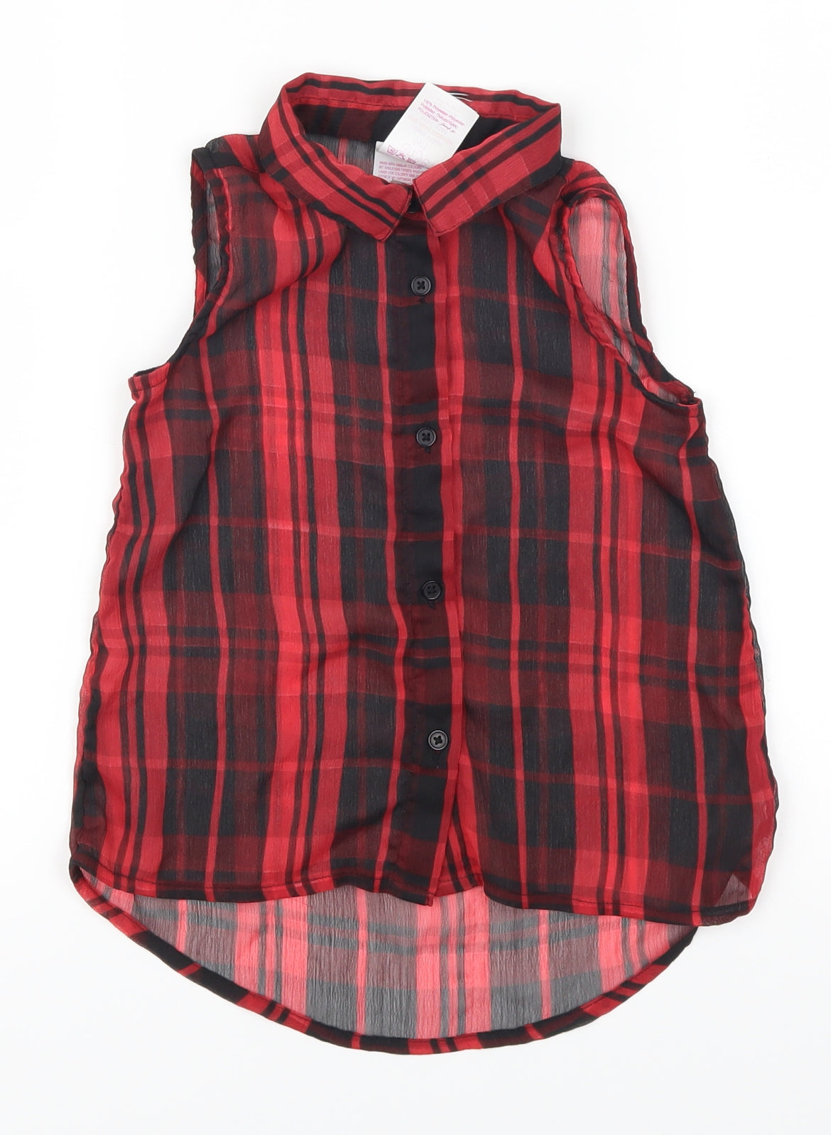 Evie Girls Red Check  Basic Button-Up Size 5 Years