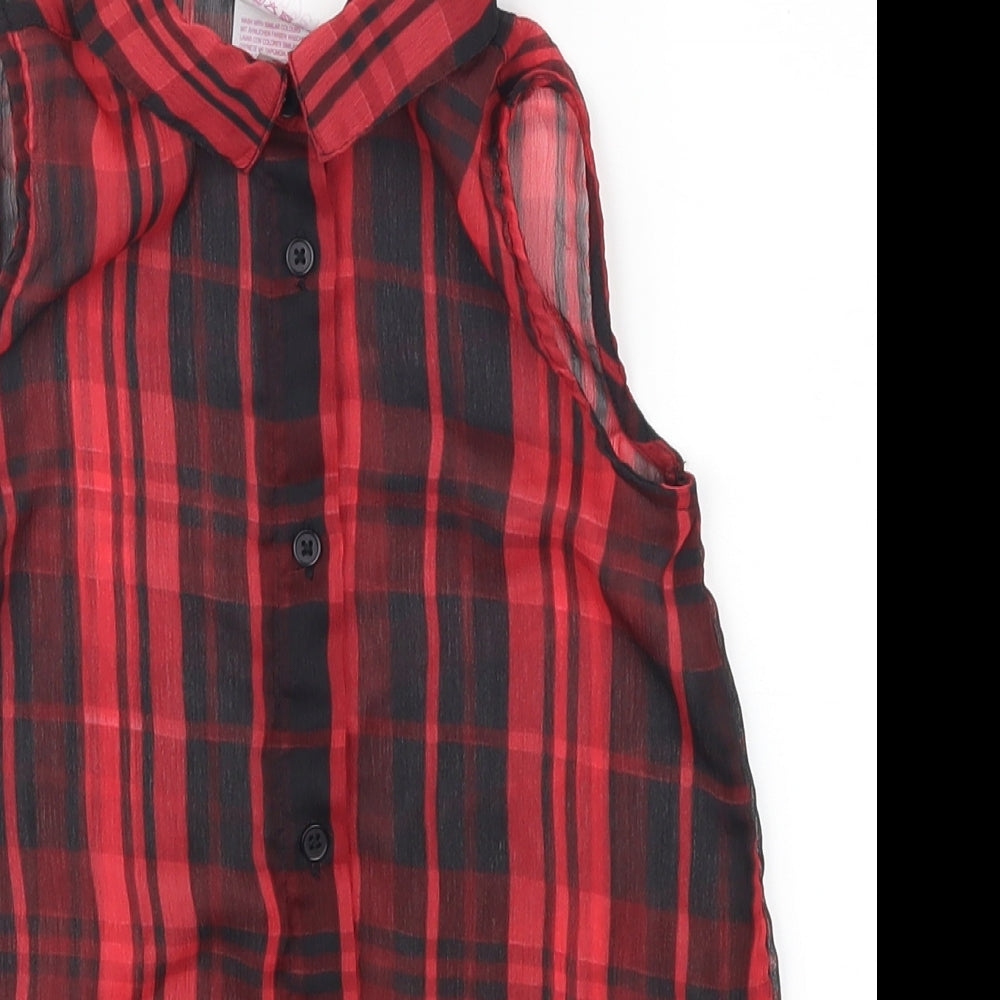 Evie Girls Red Check  Basic Button-Up Size 5 Years