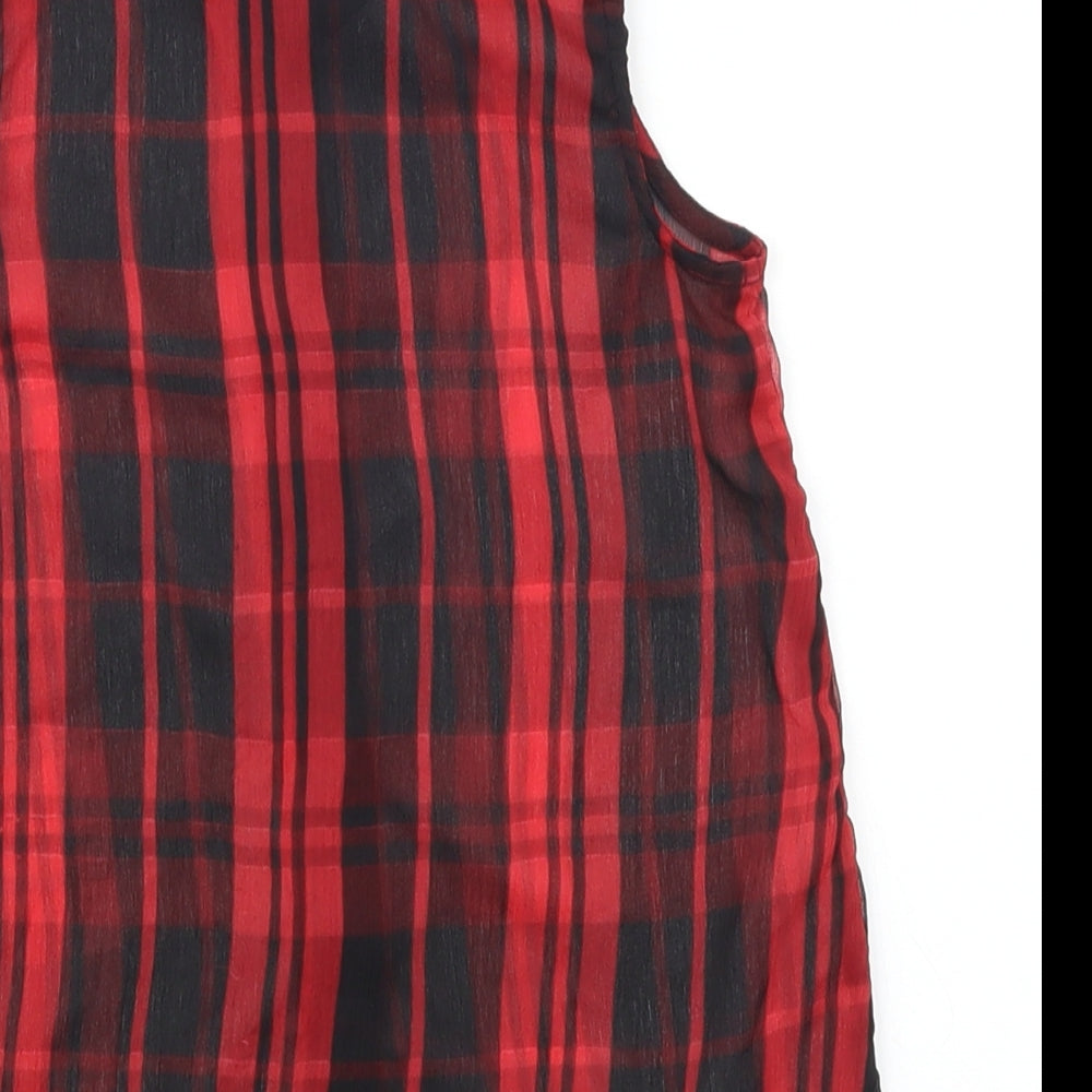 Evie Girls Red Check  Basic Button-Up Size 5 Years