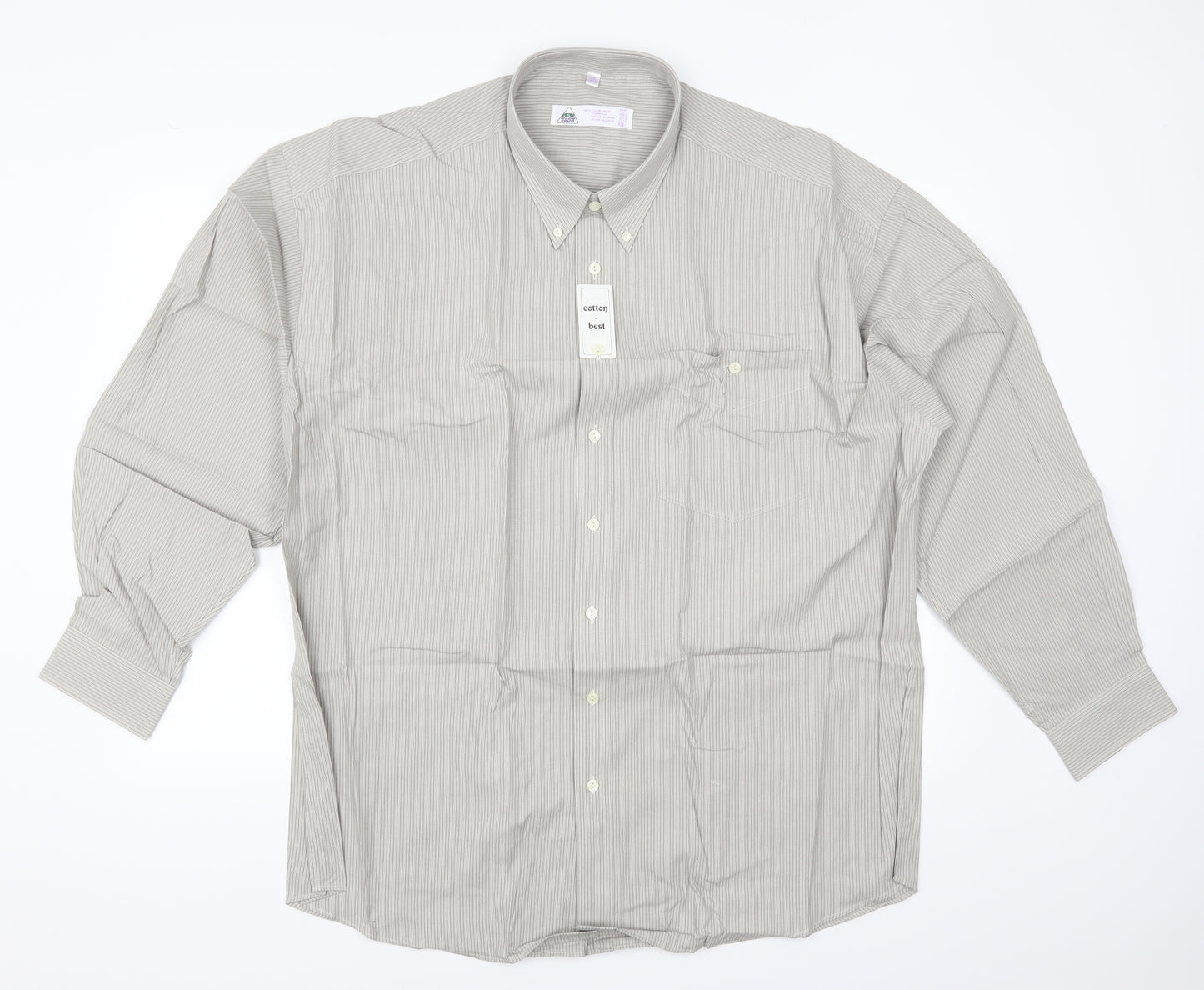 New Fast Mens Grey Striped   Dress Shirt Size 2XL