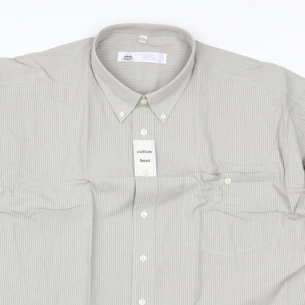 New Fast Mens Grey Striped   Dress Shirt Size 2XL