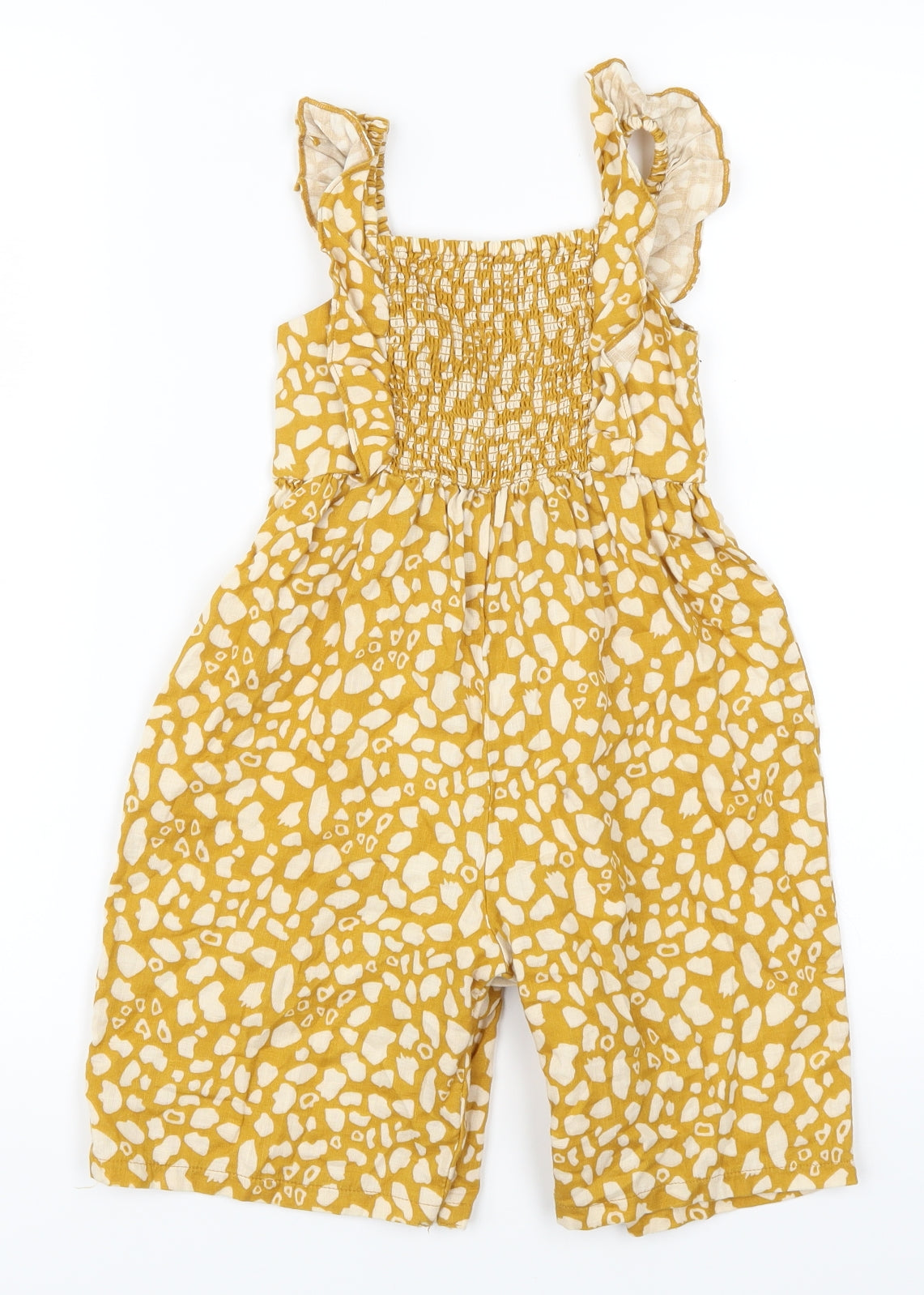 NEXT Girls Yellow Animal Print  Romper One-Piece Size 18-24 Months