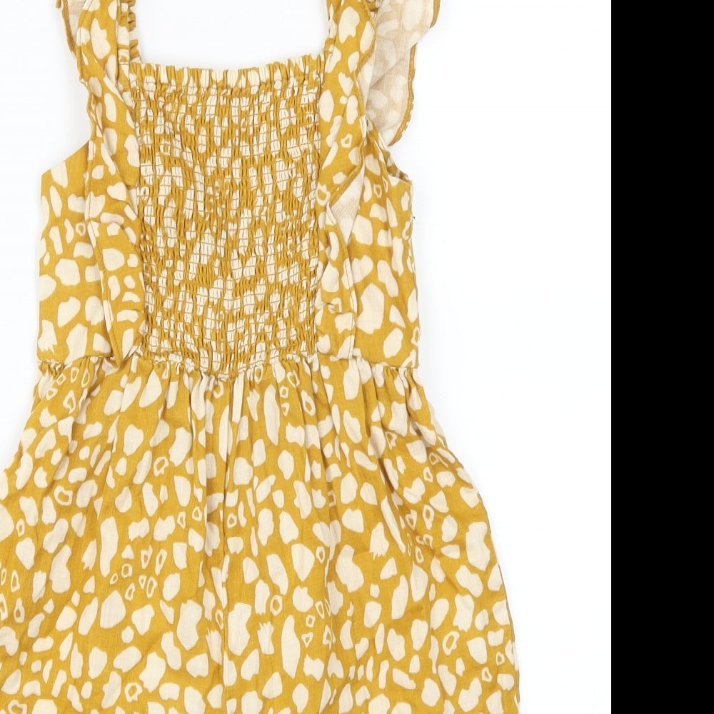 NEXT Girls Yellow Animal Print  Romper One-Piece Size 18-24 Months