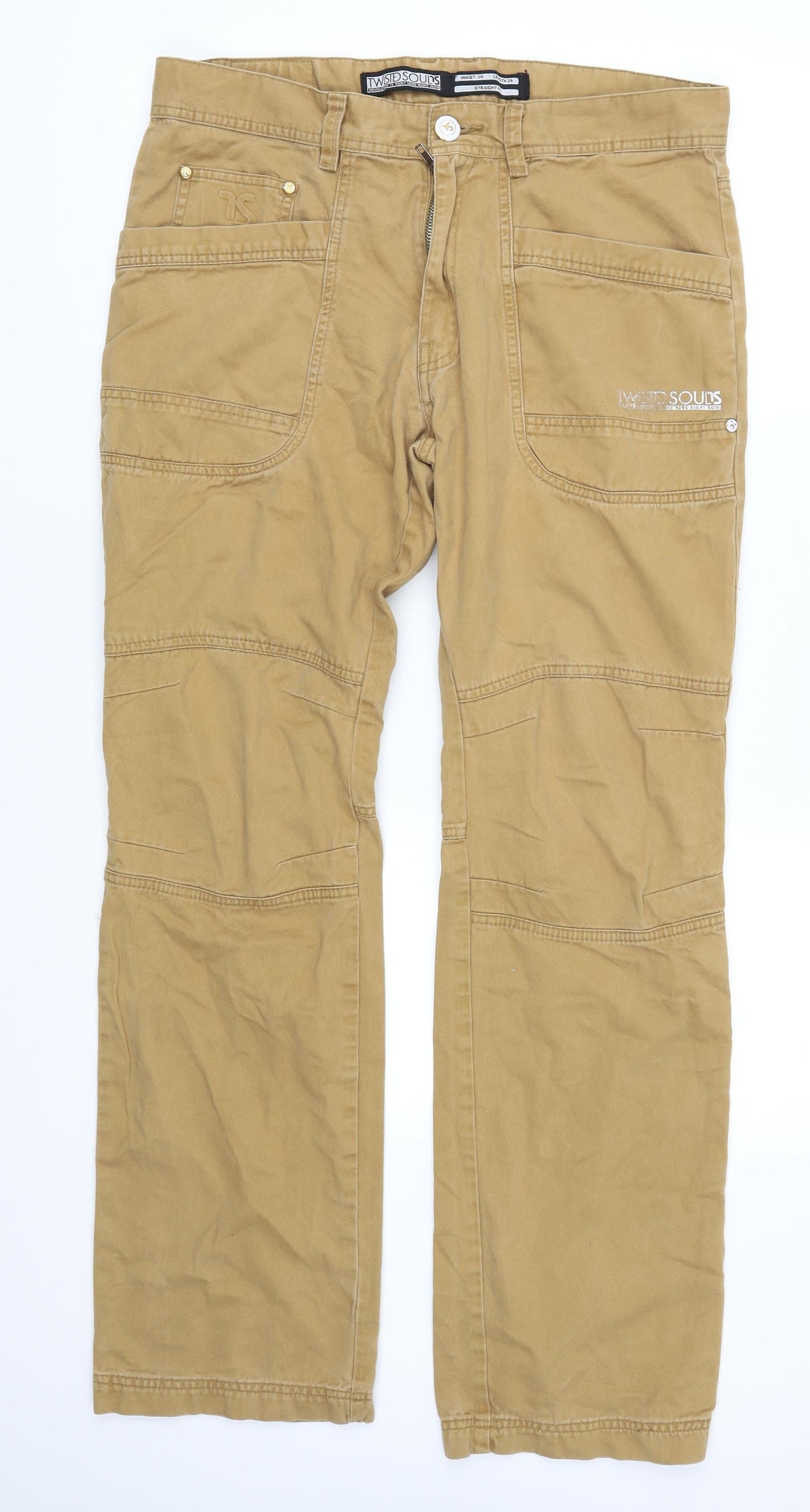 Twisted Souls Mens Brown   Cargo Trousers Size 34 L34 in