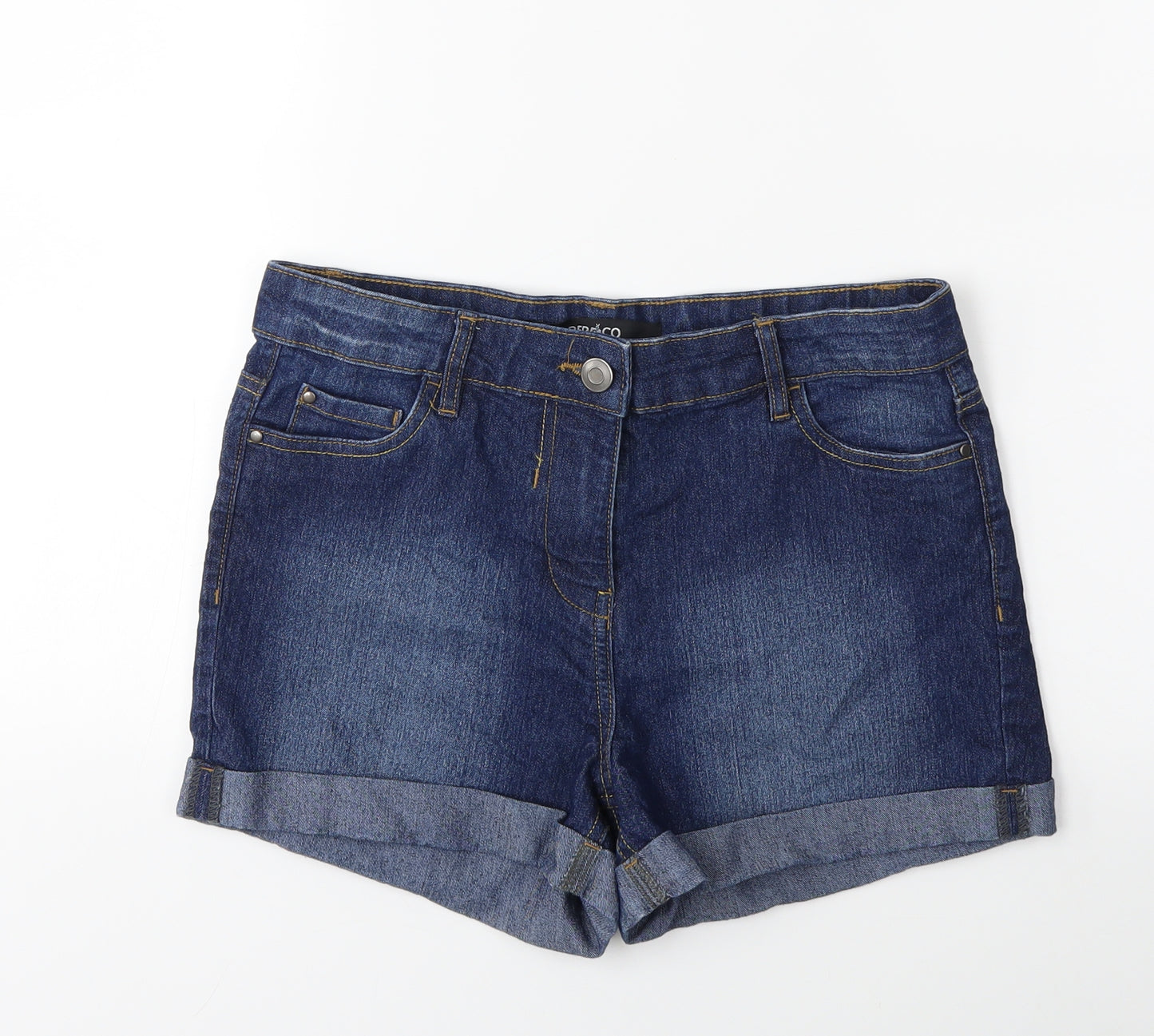 PEP&CO Womens Blue  Denim Cut-Off Shorts Size 10