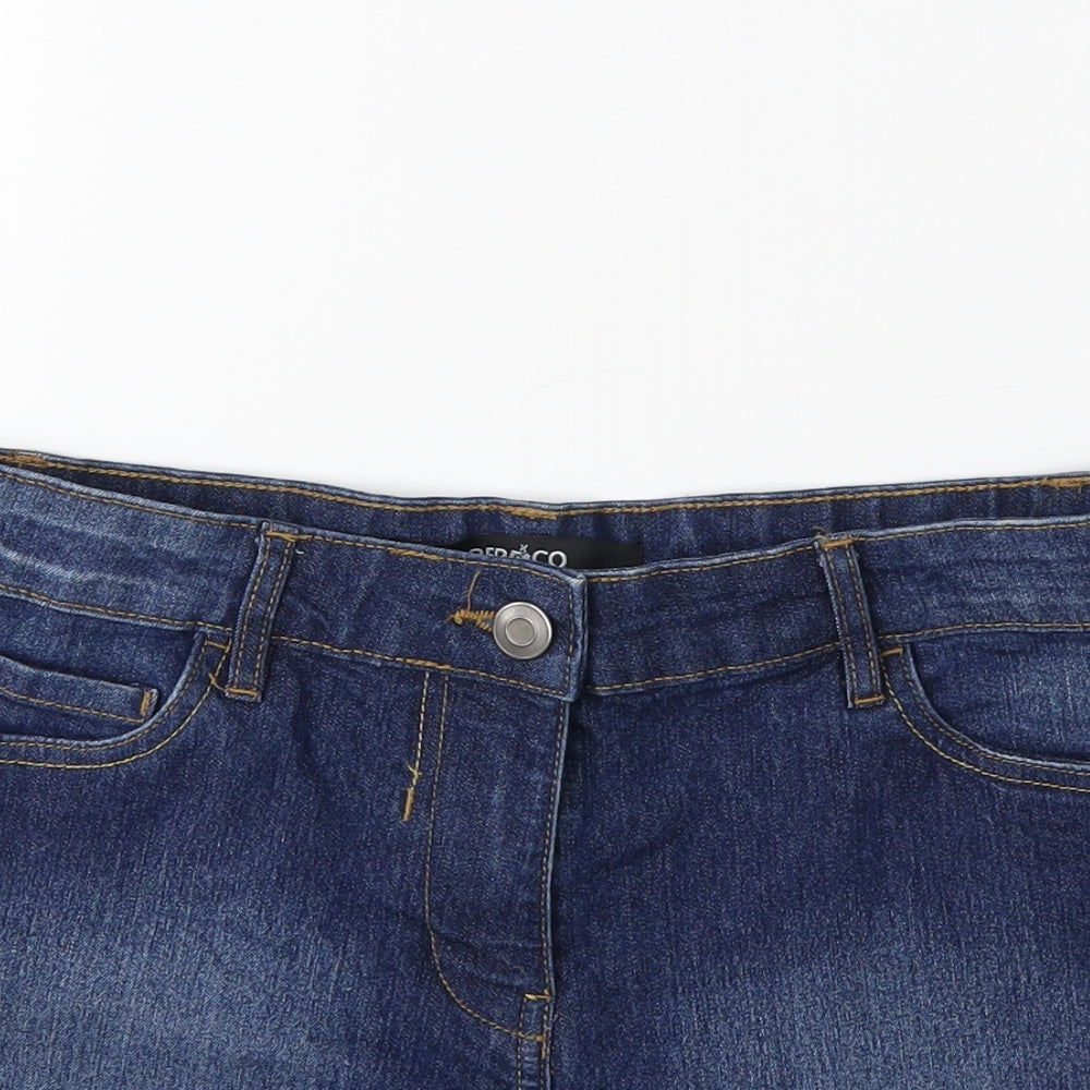 PEP&CO Womens Blue  Denim Cut-Off Shorts Size 10