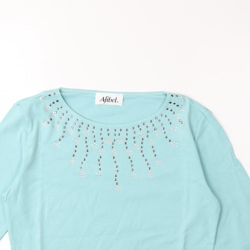 Afibel Womens Green   Basic T-Shirt Size 10