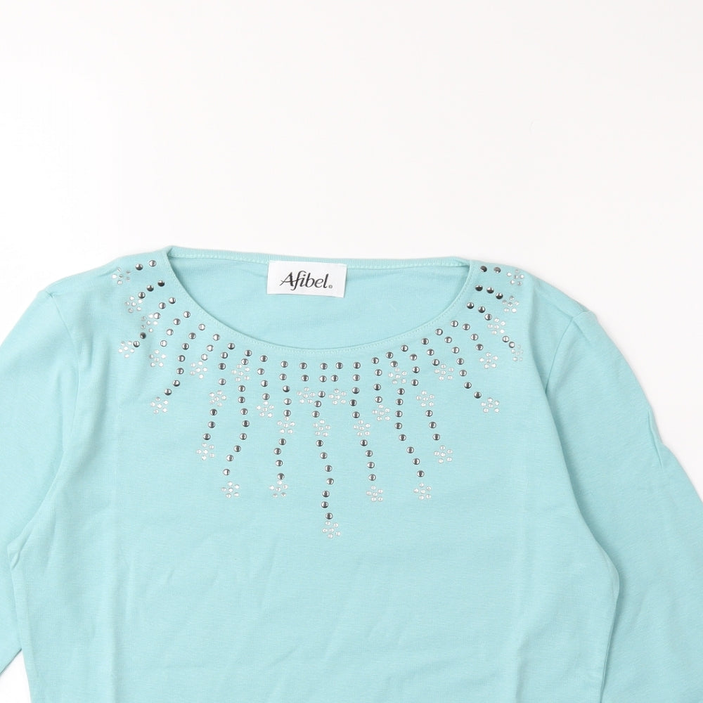 Afibel Womens Green   Basic T-Shirt Size 10