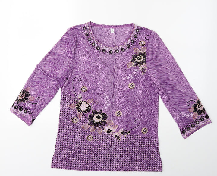 Preworn Womens Purple Basic T-Shirt Size 8