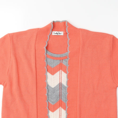 Lady Ice Womens Orange  Knit Cardigan Jumper Size S