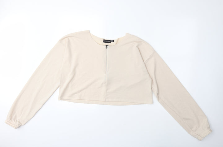 PRETTYLITTLETHING Womens Beige Pullover Sweatshirt Size 16