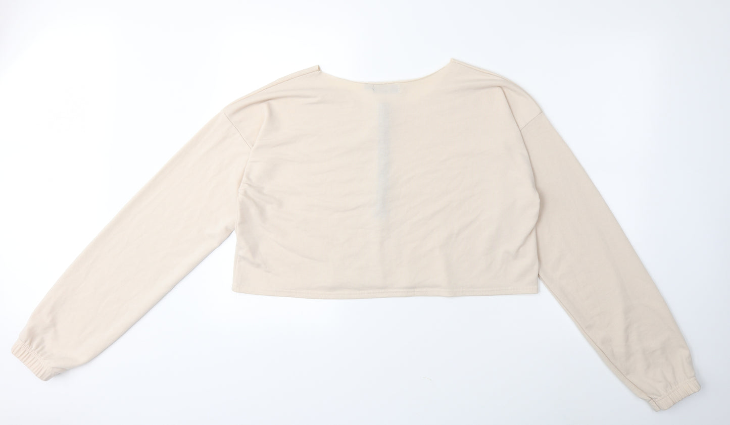 PRETTYLITTLETHING Womens Beige   Pullover Sweatshirt Size 16