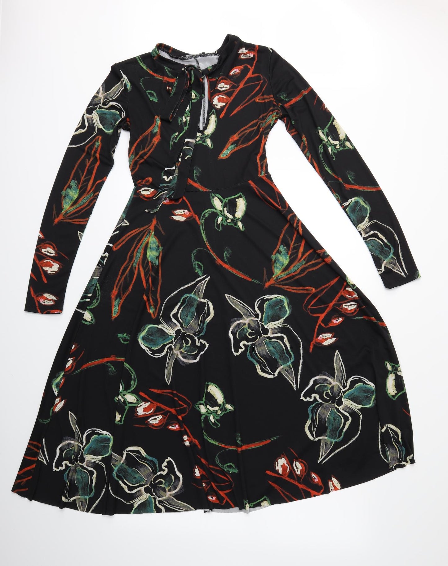 Zara Womens Black Floral  Fit & Flare  Size S