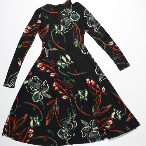 Zara Womens Black Floral  Fit & Flare  Size S