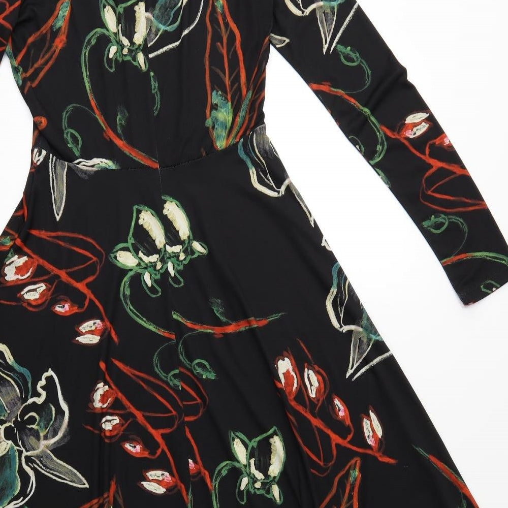 Zara Womens Black Floral  Fit & Flare  Size S