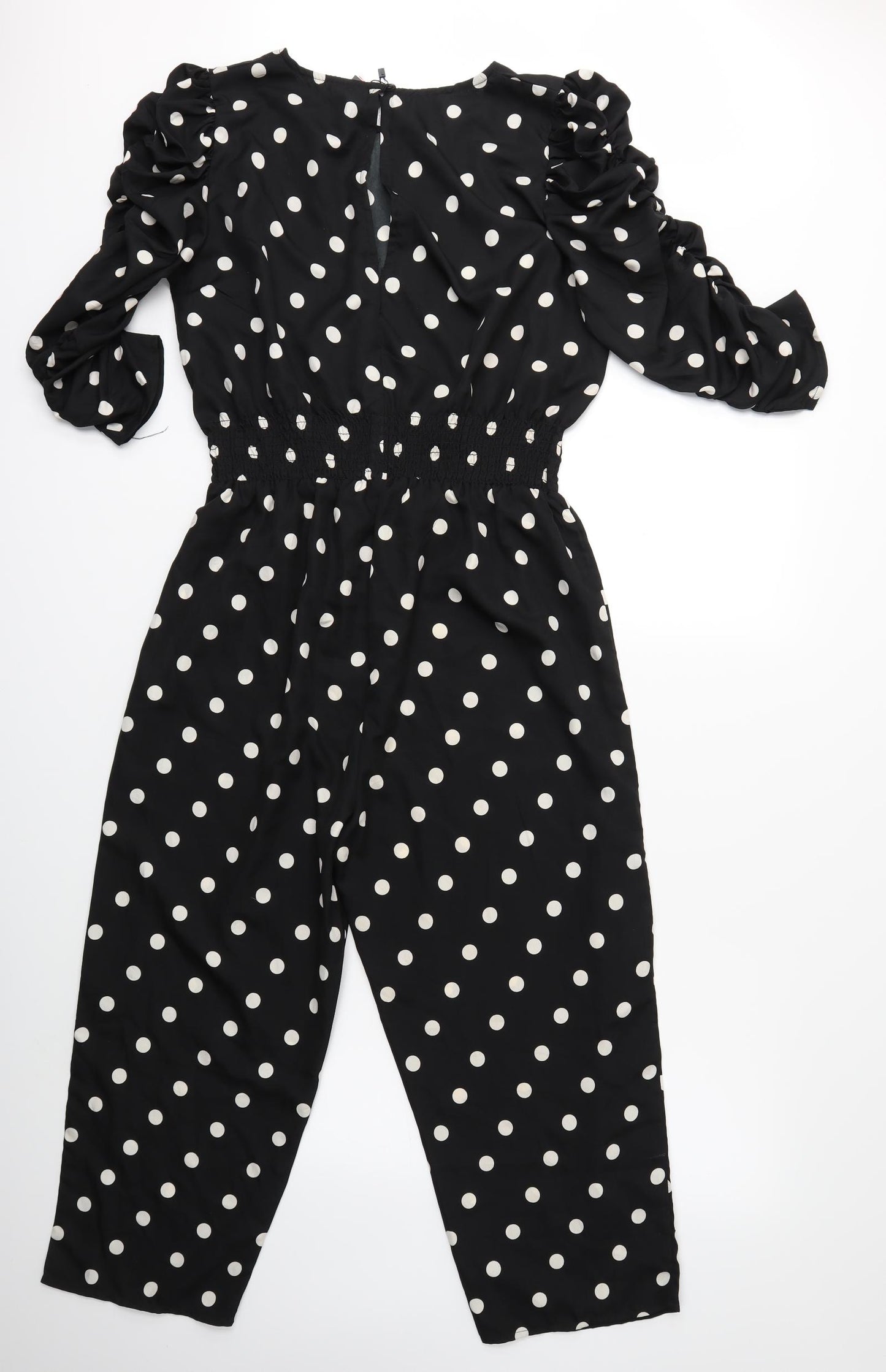 Boohoo Womens Black Polka Dot  Jumpsuit One-Piece Size 14