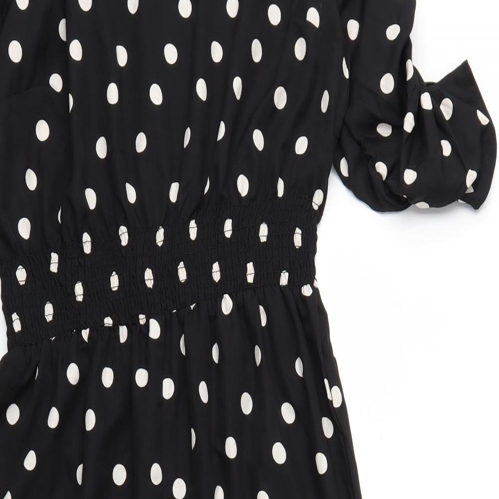 Boohoo Womens Black Polka Dot  Jumpsuit One-Piece Size 14