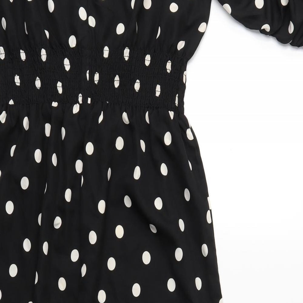 Boohoo Womens Black Polka Dot  Jumpsuit One-Piece Size 14