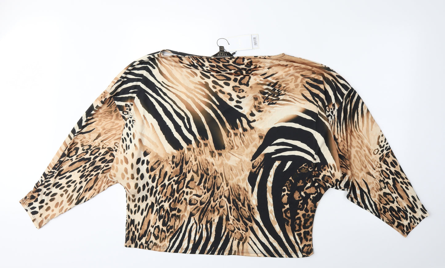 Lipsy Womens Brown Animal Print  Basic T-Shirt Size 16