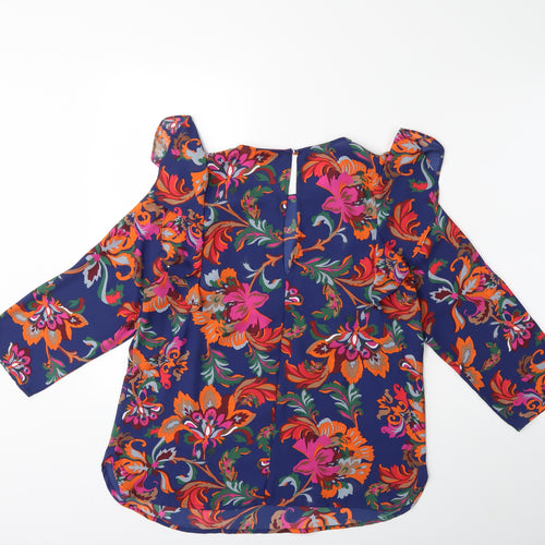 Papaya Womens Blue Floral  Basic Blouse Size 14